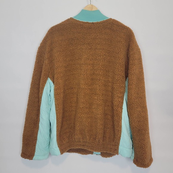 EUC Free People Brown and Light Blue Bomber Jacket Size L - Picture 7 of 11